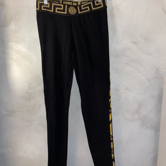 Versace women Black and Gold Patterned Leggings